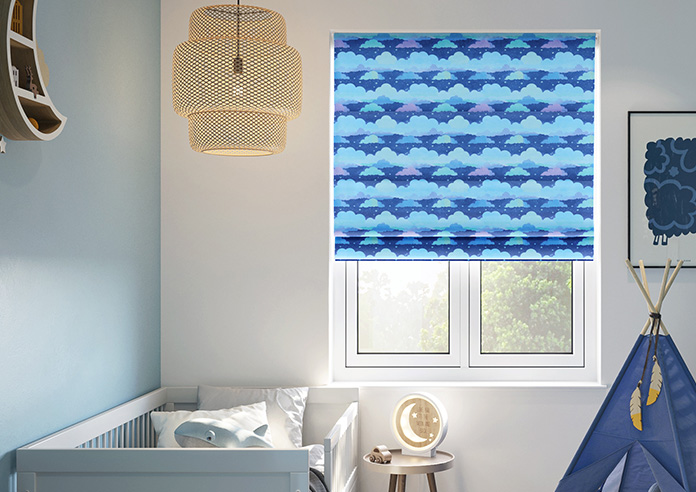 Cloudy Cosmos, Calm Blues - Motorised Roman Blind - Image 3